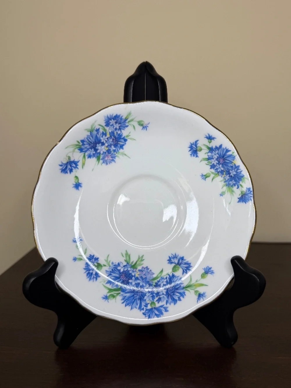 Vintage Colclough Cornflower Blue White Tea Cup & Saucer Set England Gilt Gold